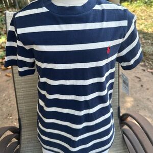 Ralph Lauren kids size 6 Blue and White Striped Short Sleeve Tee